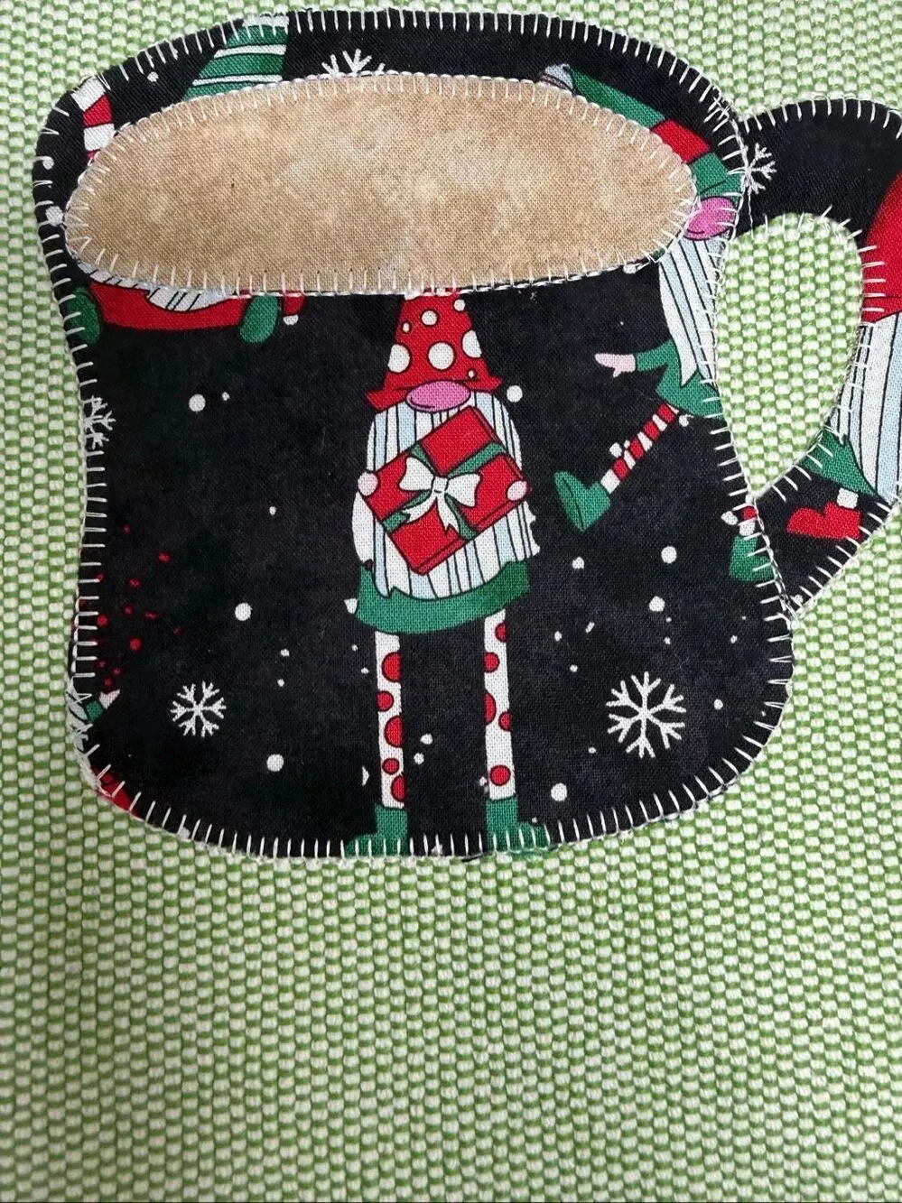 Rare Tommy Bahama Christmas Gnome Mug Placemats Set of 2 Green Fringe Table Mats